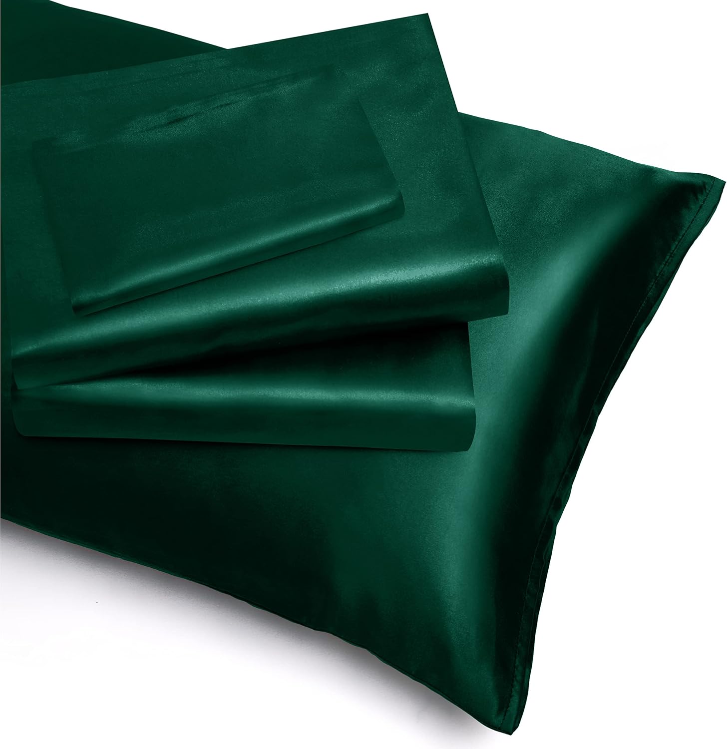 Homiest Queen Blackish Green Extra Deep Pocket Satin Sheets, 4-Piece | 18-24 Inch Pocket Depth, Silky Soft for Hair And Skin, Wrinkle And Fade Resistant, Machine Washable, Elegant Glossy Finish - Image 5