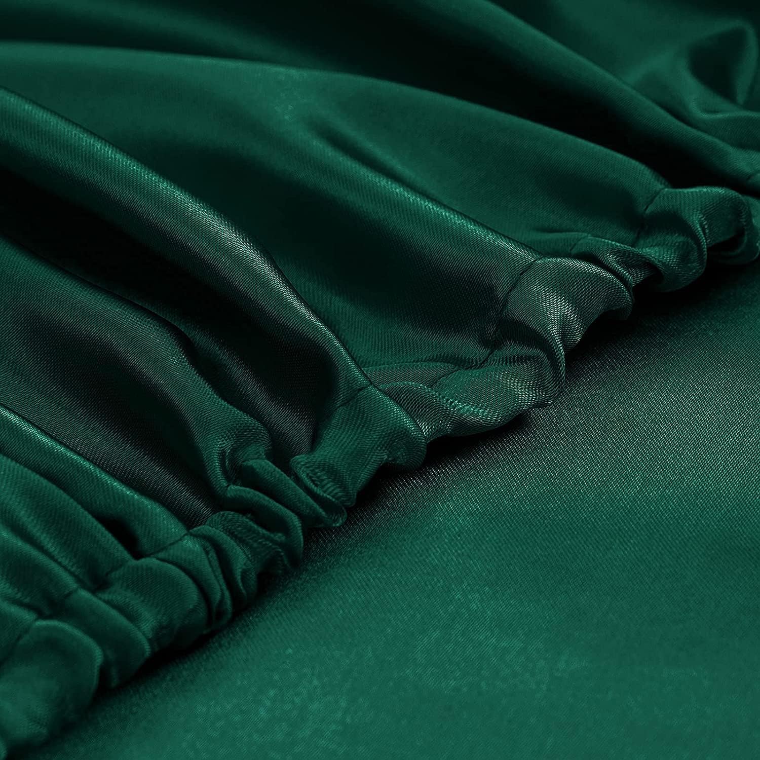 Homiest Queen Blackish Green Extra Deep Pocket Satin Sheets, 4-Piece | 18-24 Inch Pocket Depth, Silky Soft for Hair And Skin, Wrinkle And Fade Resistant, Machine Washable, Elegant Glossy Finish - Image 8
