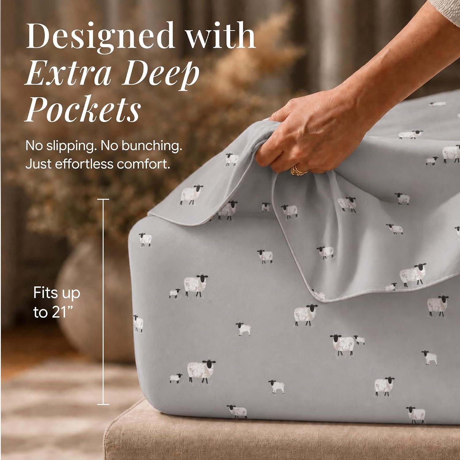 Tribeca Living Ultra Soft Turkish Cotton Flannel King Sheet Set with Extra Deep Pocket, 100% Cotton Flannel Sheets 4 Piece Set, Sheep 170-GSM - Image 2