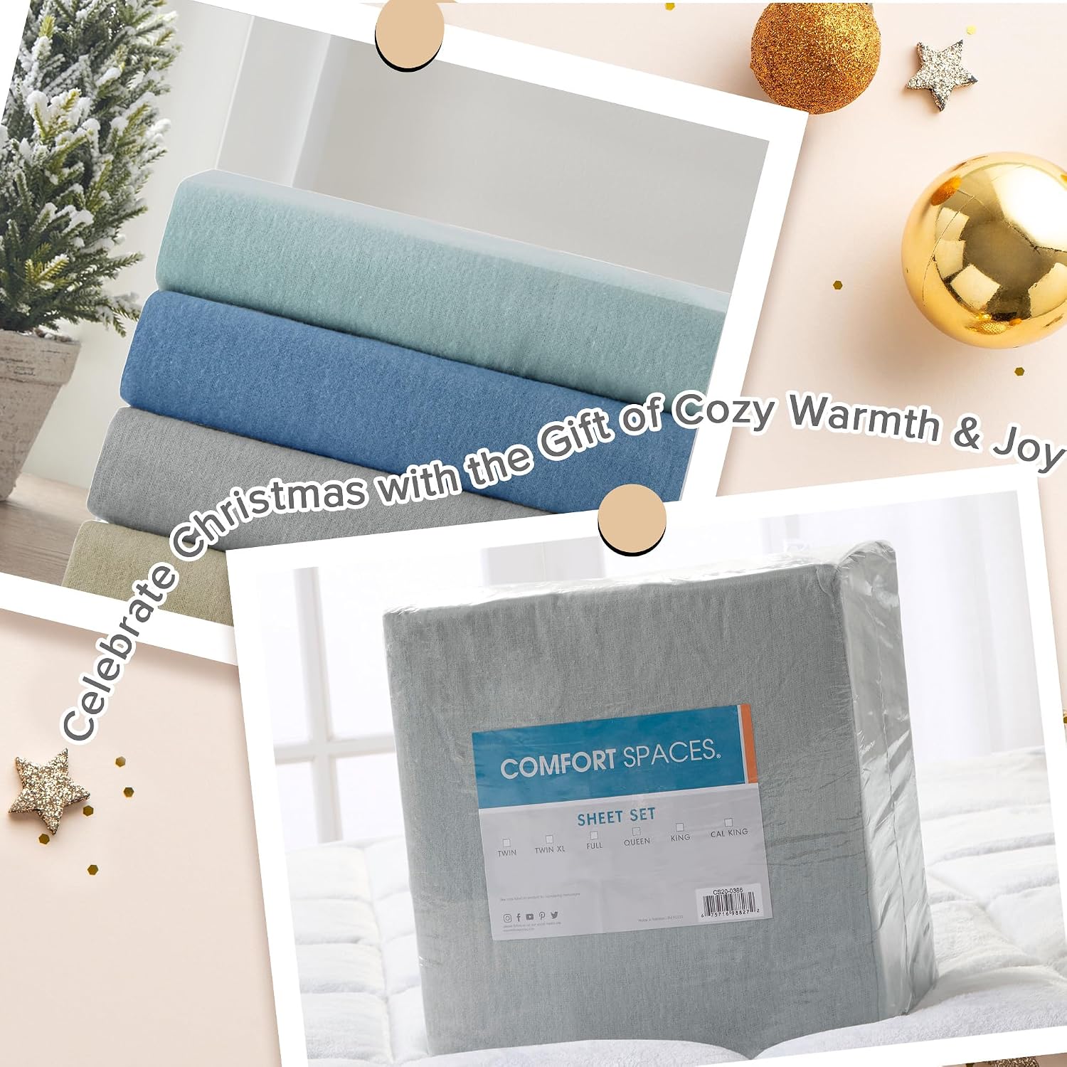 Comfort Spaces 100% Cotton Flannel Sheets Queen Size, Ultra Soft, 4 Pcs | Breathable, Deep Pocket, Warm Sheet Set for Cold Weather, Fitted Sheet, Flat Sheet and 2 Pillowcases, Solid Grey - Image 7