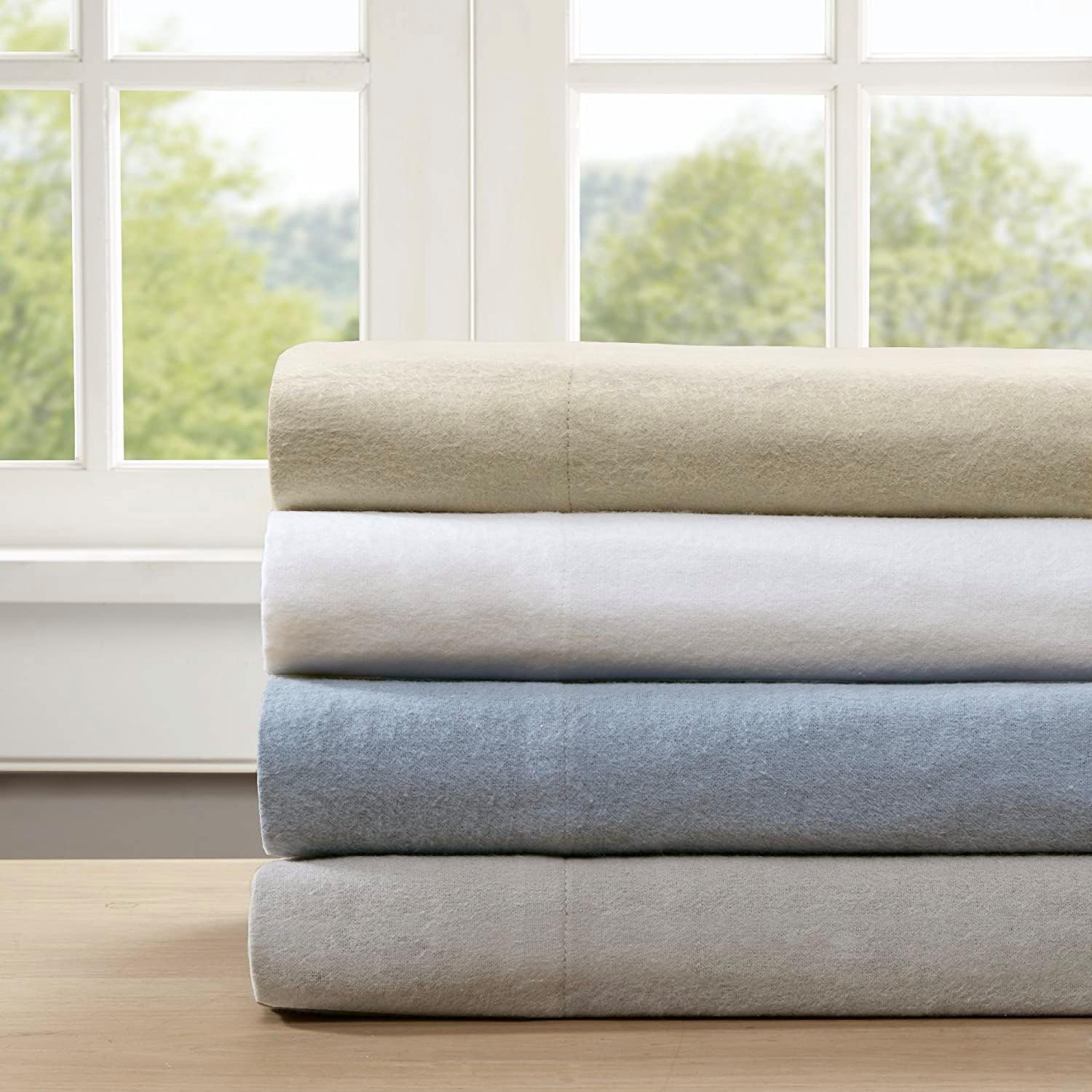 Comfort Spaces 100% Cotton Flannel Sheets Queen Size, Ultra Soft, 4 Pcs | Breathable, Deep Pocket, Warm Sheet Set for Cold Weather, Fitted Sheet, Flat Sheet and 2 Pillowcases, Solid Grey - Image 10
