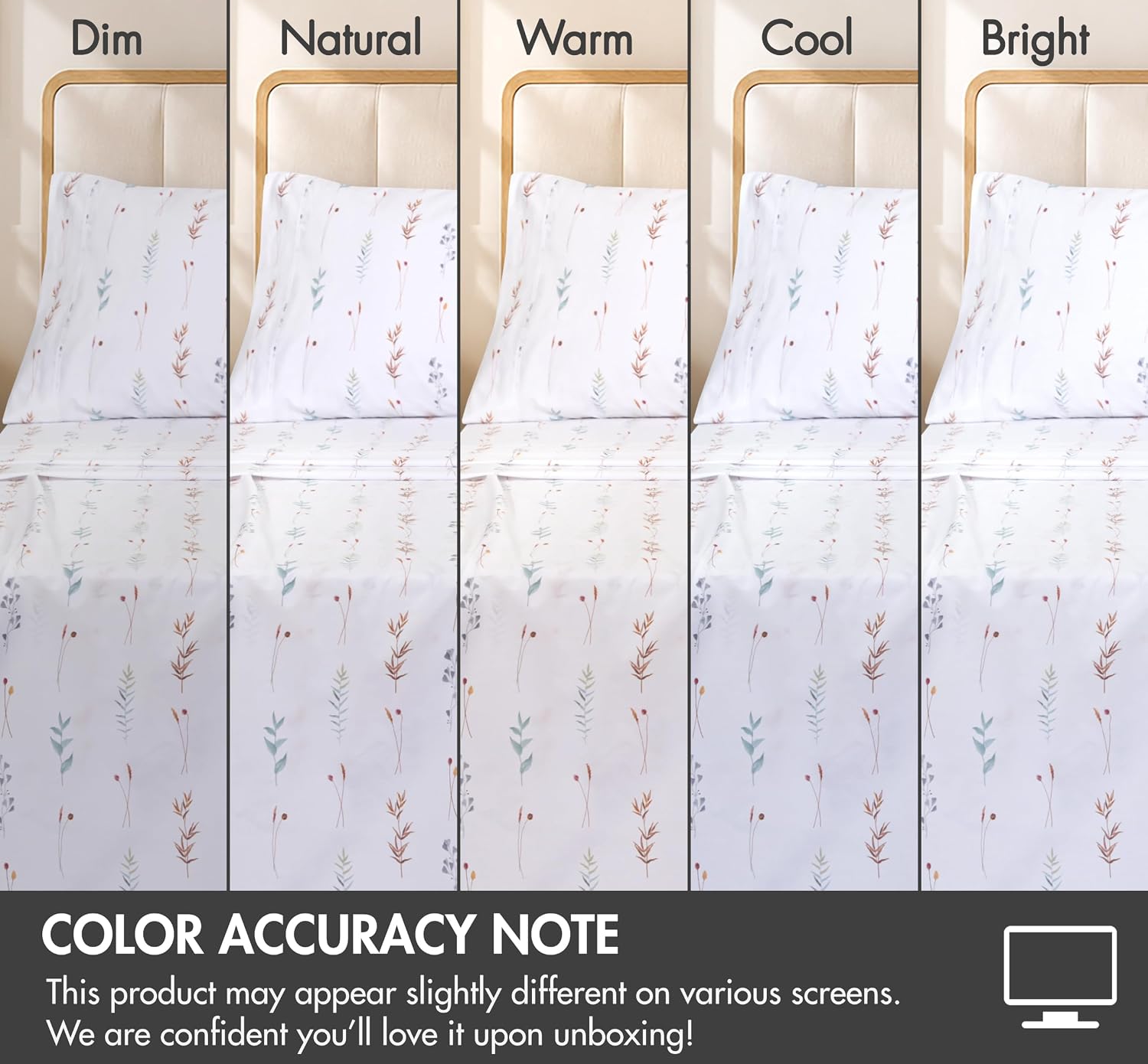 ZOYER 100% Cotton Percale Sheets Queen – Cooling Breathable Bed Sheets for Hot Sleepers, Crisp Hotel Style Bedding, Deep Pocket 16”, Lightweight Soft Durable 4 Pcs Sheet Set, Fairy Meadows - Image 5